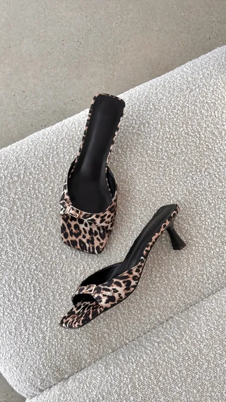 Tilden Heel - Leopard Satin sold by Billy J