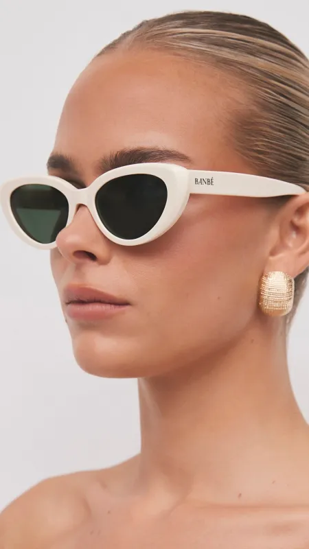 The Sweeney Sunglasses - Ivory / Green sold by Billy J