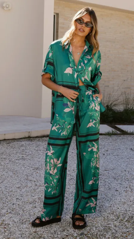 Valene Pants - Green/Pink Print sold by Billy J