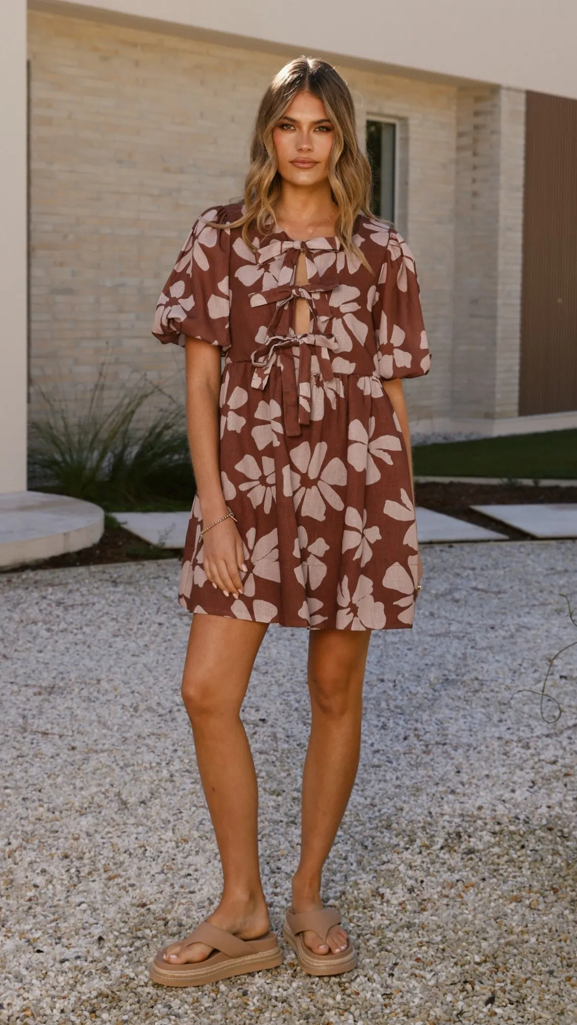 Arana Mini Dress - Brown Daylillies sold by Billy J product image thumbnail 5
