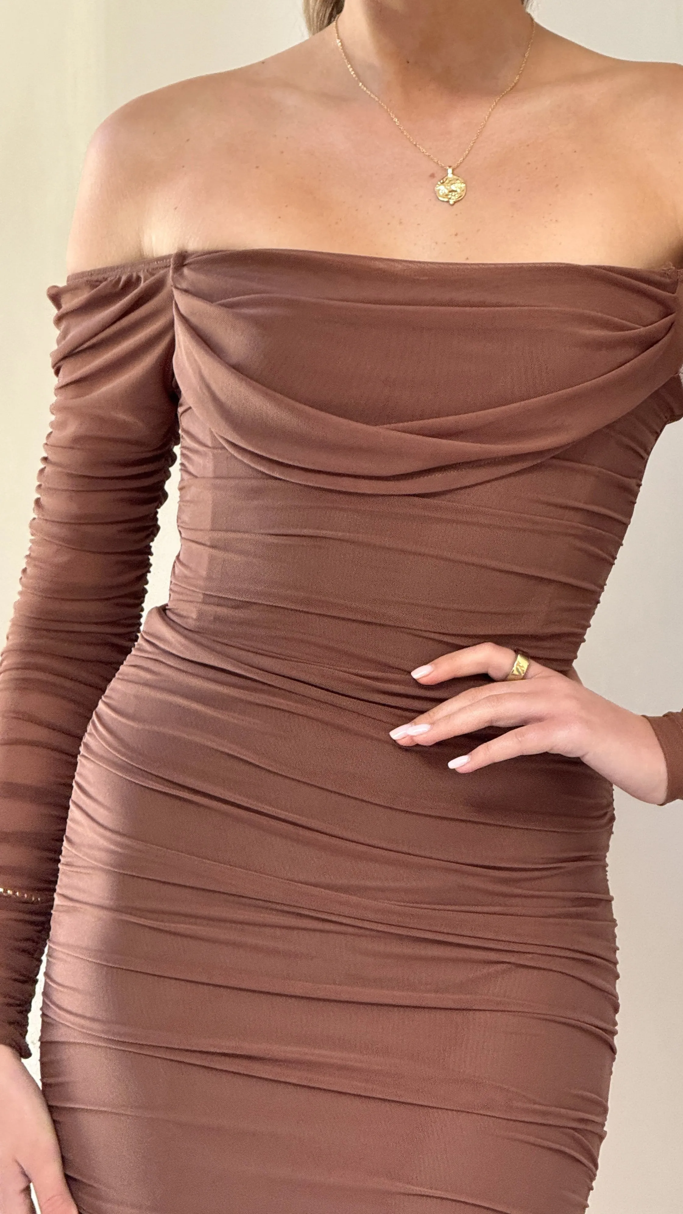 Kylie Maxi Dress Long Sleeve - Chocolate sold by Billy J product image thumbnail 4