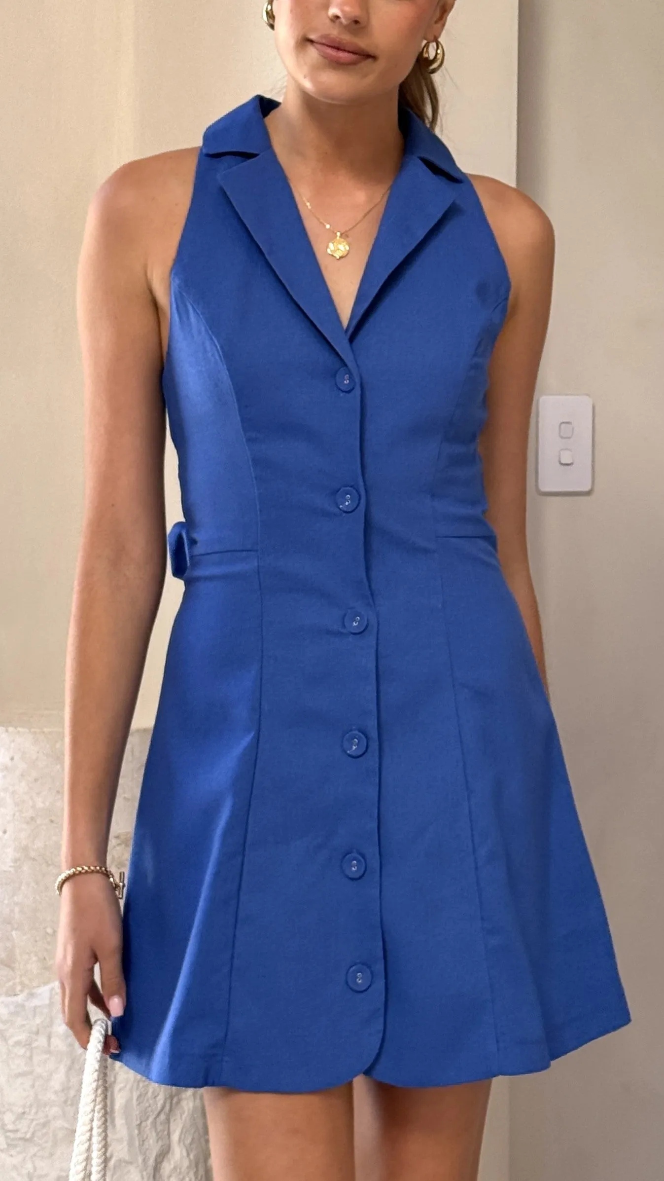 Trixie Button Down Mini Dress - Blue sold by Billy J product image thumbnail 4