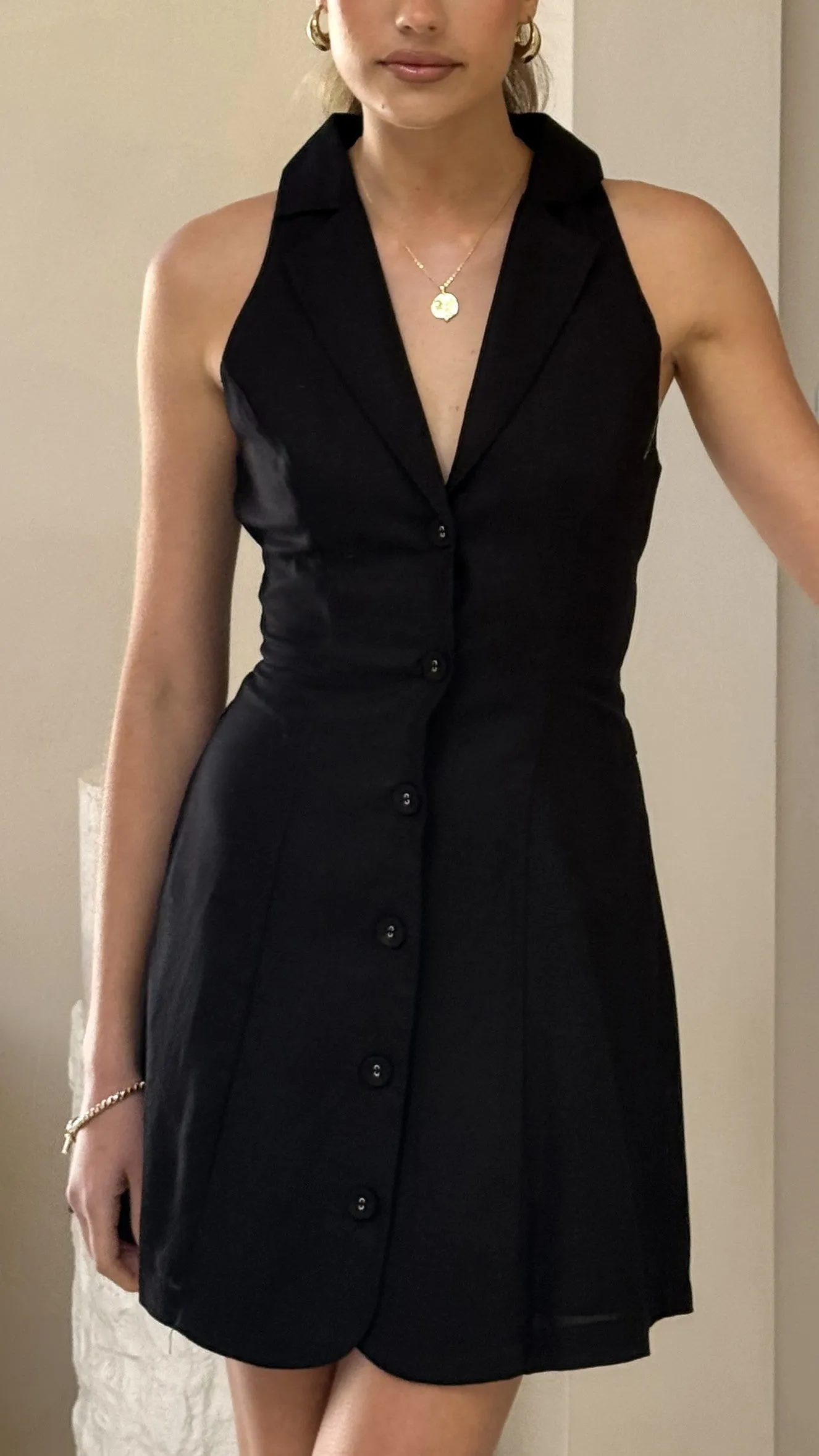 Trixie Button Down Mini Dress - Black sold by Billy J product image thumbnail 5