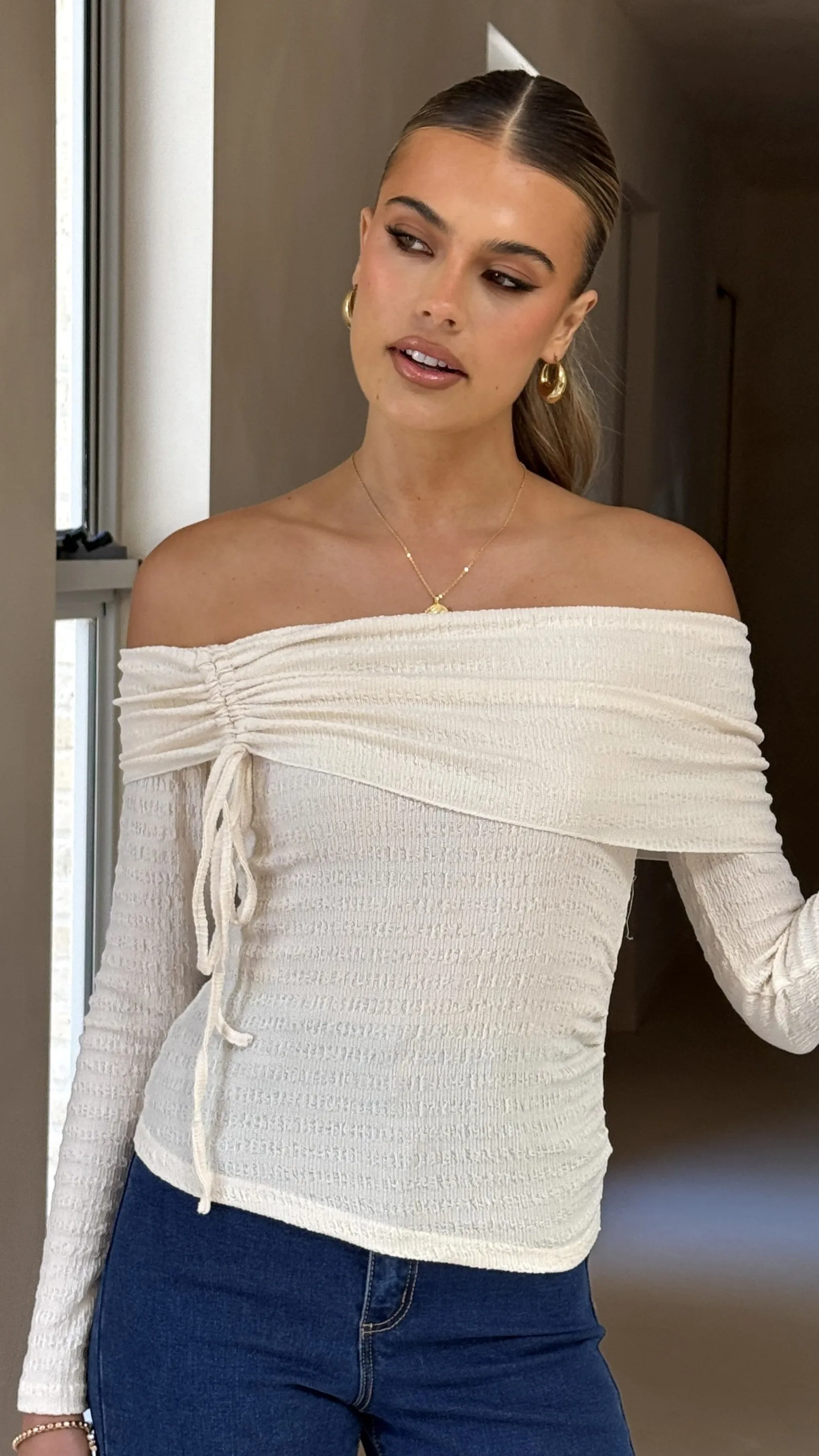 Mya Off The Shoulder Top - Cream sold by Billy J product image thumbnail 5