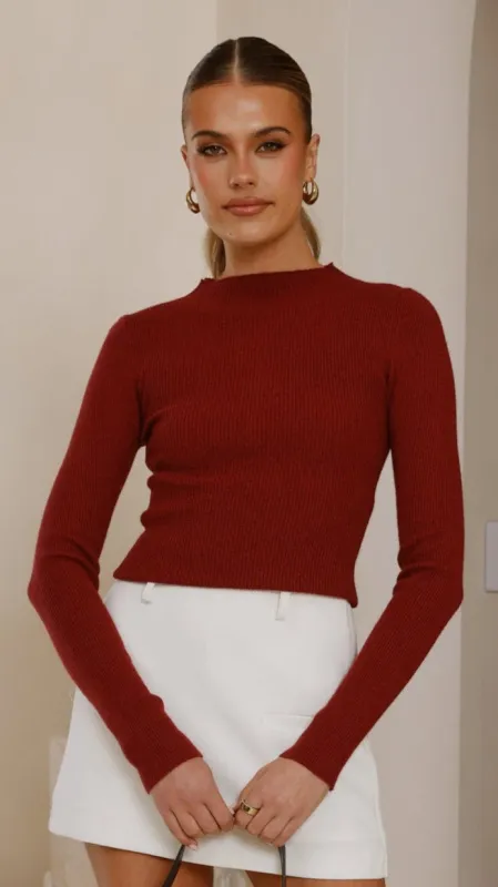 Malani Long Sleeve Top - Burgundy sold by Billy J