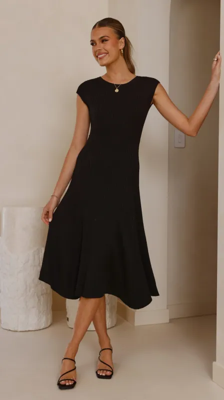 Seona Knit Midi Dress - Black sold by Billy J