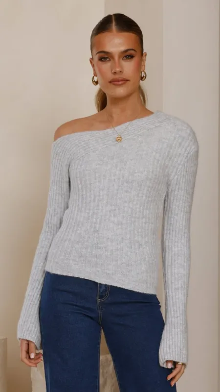Ellira Long Sleeve Knit Top - Grey sold by Billy J