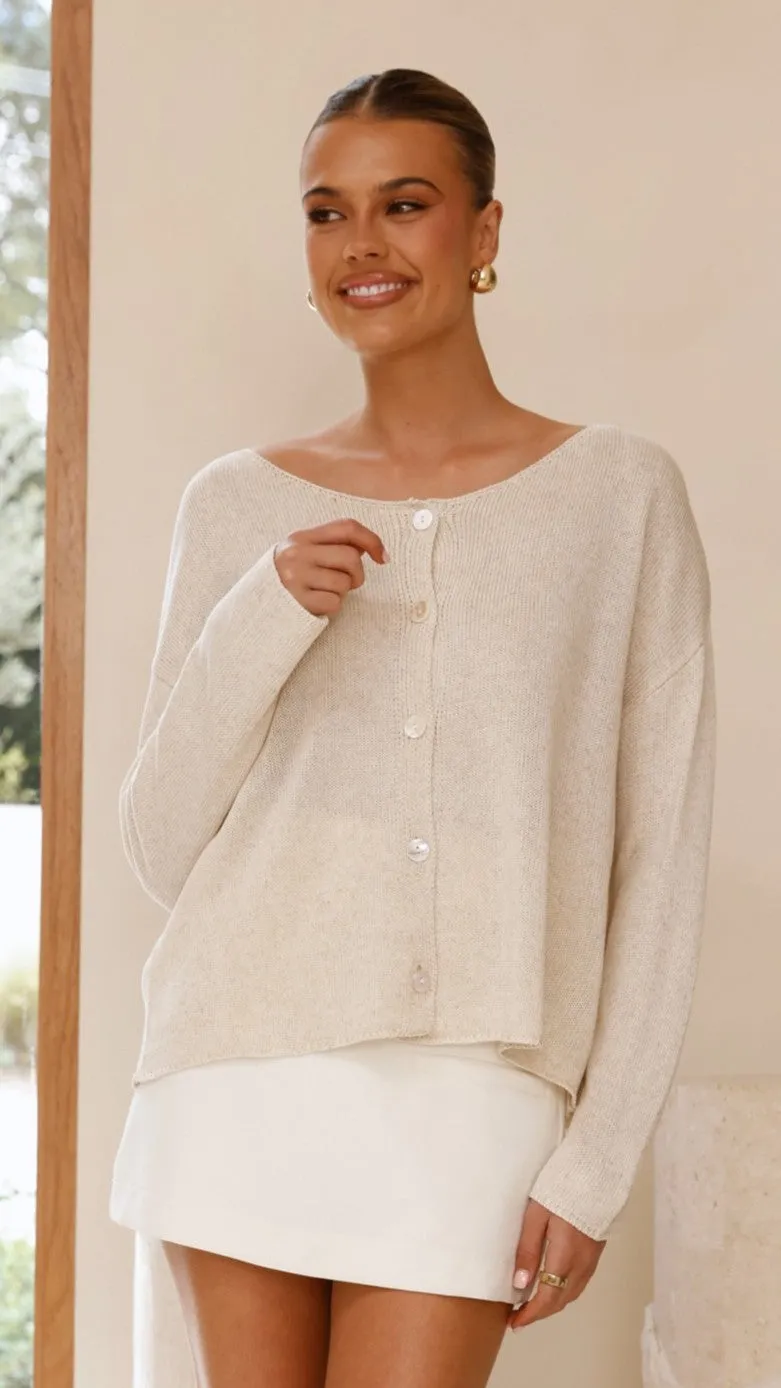 Selara Button Up Cardigan - Beige sold by Billy J