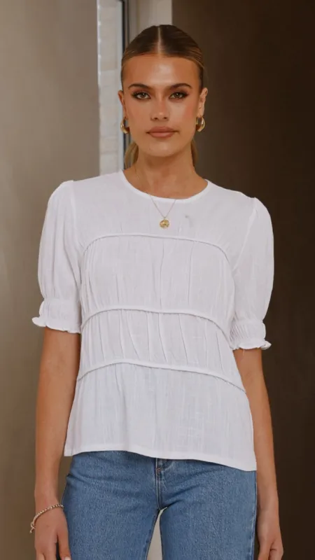 Kai Short Sleeve Top - White sold by Billy J