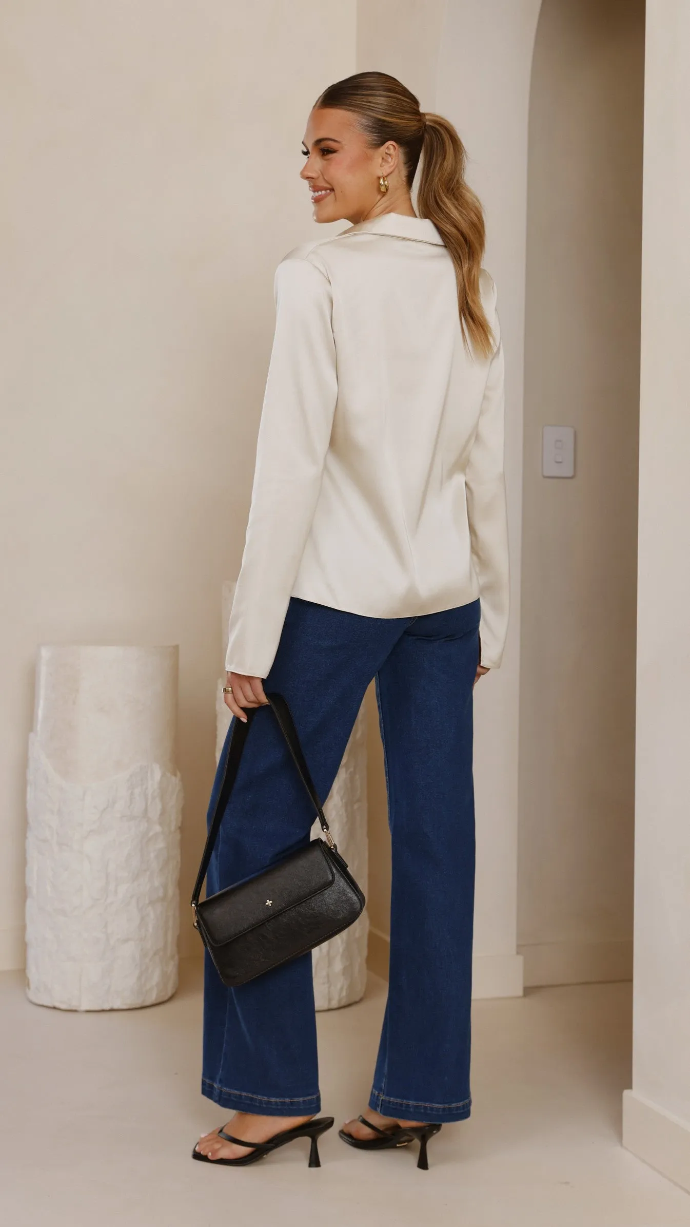 Darielle Tie Front Long Sleeve Top - Champagne sold by Billy J product image thumbnail 2