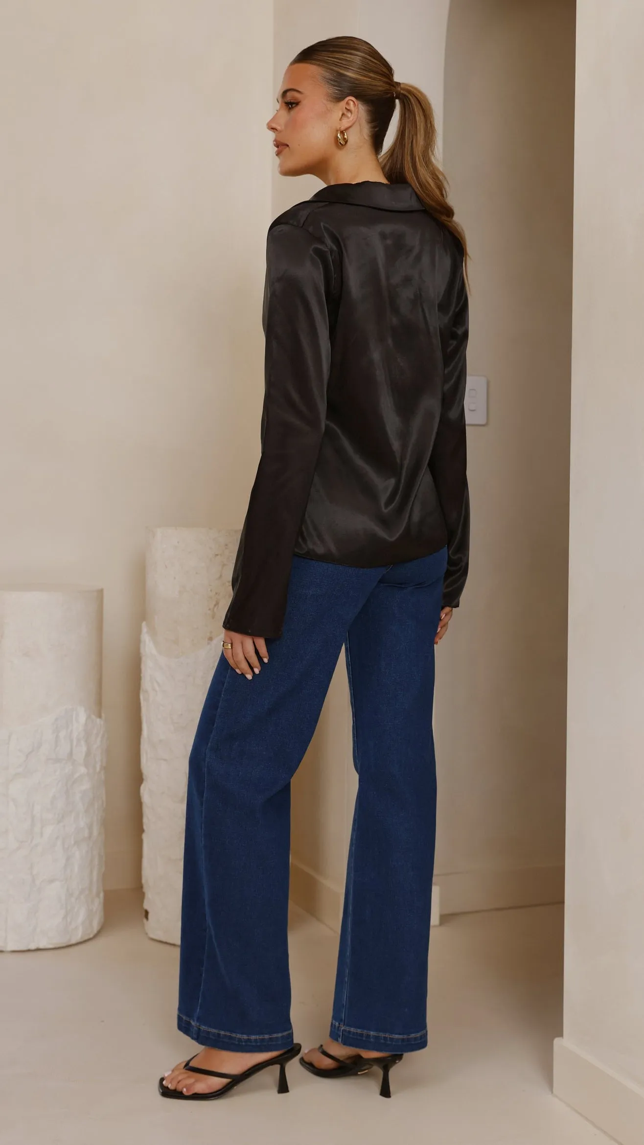 Darielle Tie Front Long Sleeve Top - Black sold by Billy J product image thumbnail 2