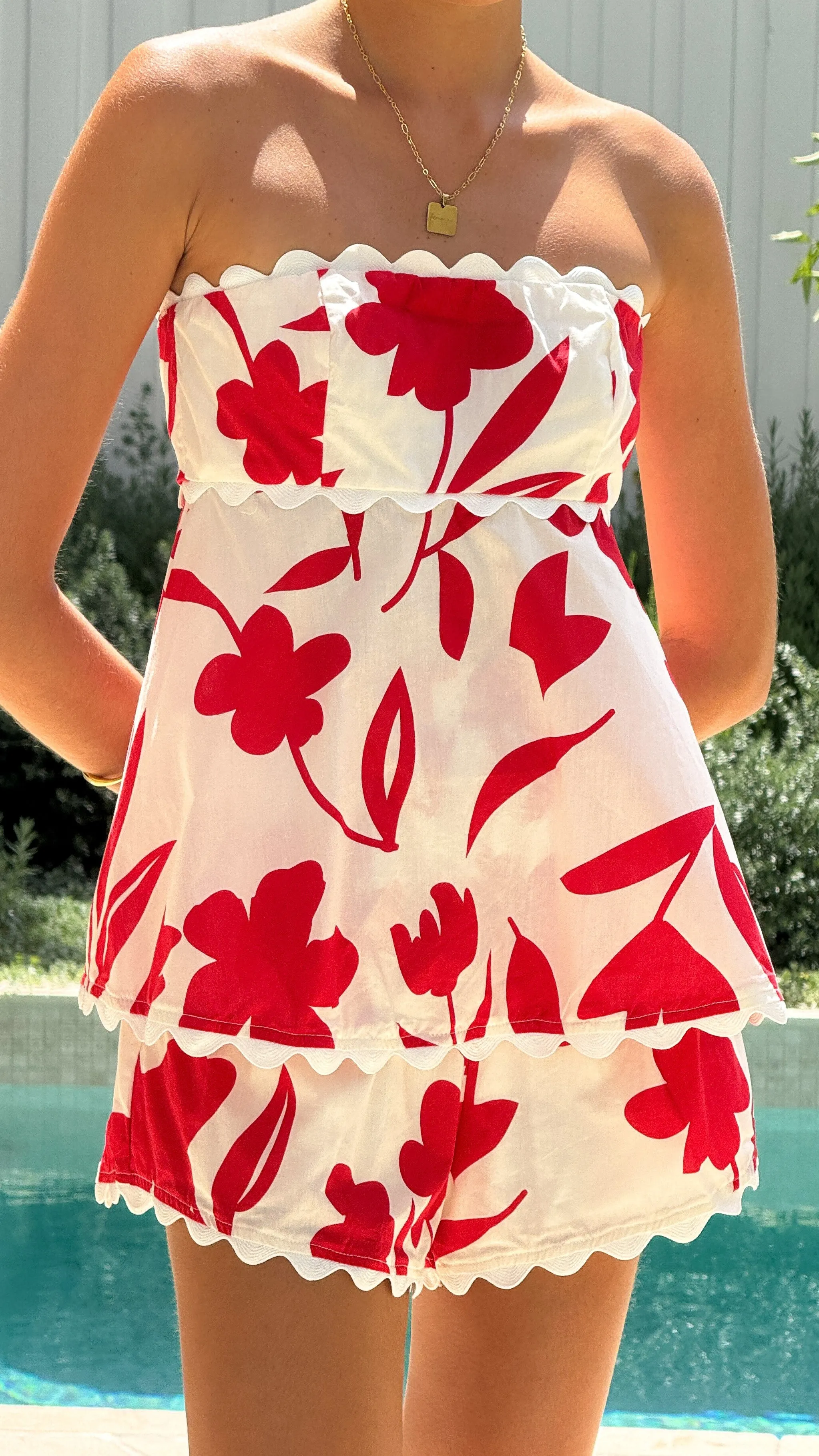 Cecilia Top and Shorts Set - Red Print sold by Billy J product image thumbnail 4