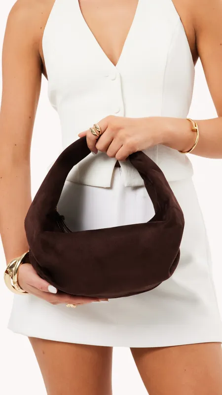 Renee Shoulder Bag - Chocolate Suede sold by Billy J