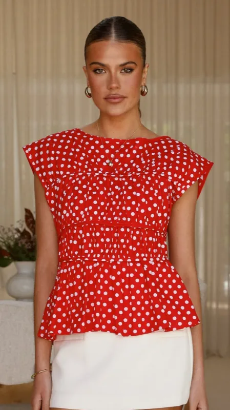 Harmonia Top - Red / White Polka Dot sold by Billy J