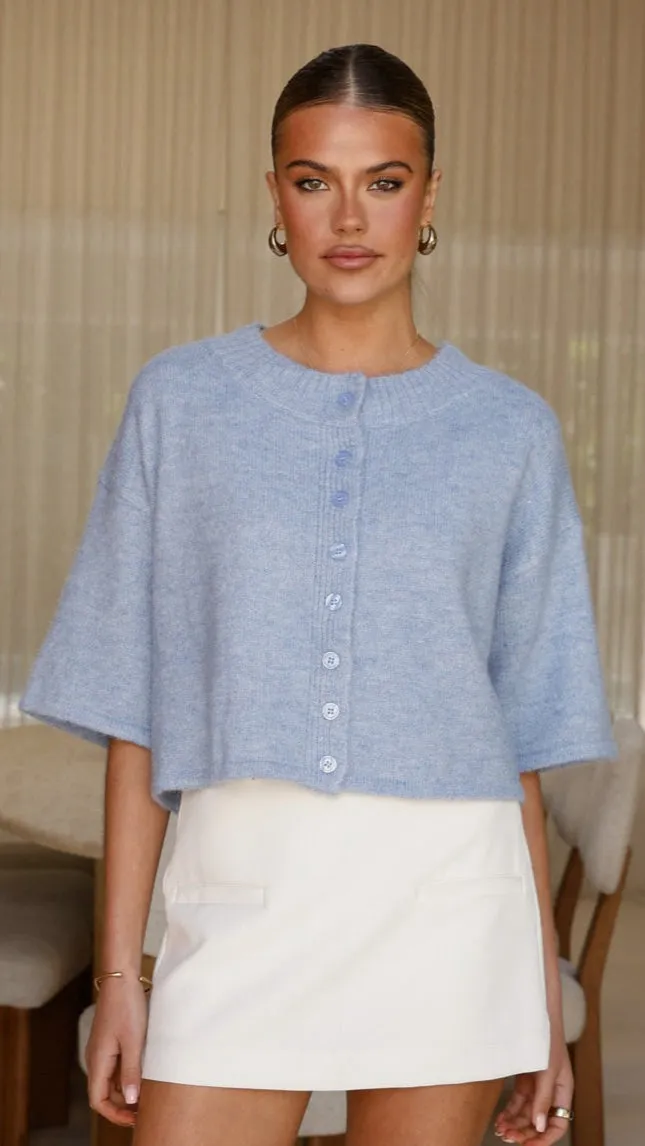 Gazelle Button Up Knit T-Shirt - Blue sold by Billy J