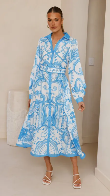 Madeline Long Sleeve Midi Dress - Portofino Azure sold by Billy J