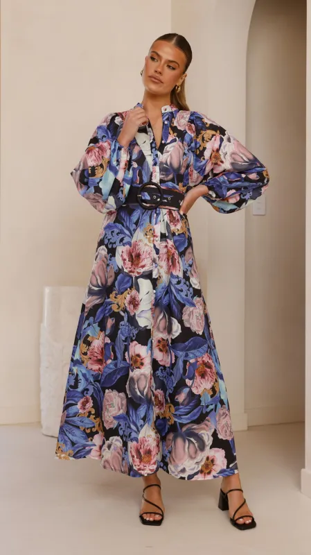 Veronica Button Down Maxi Dress - Azure Donatella sold by Billy J