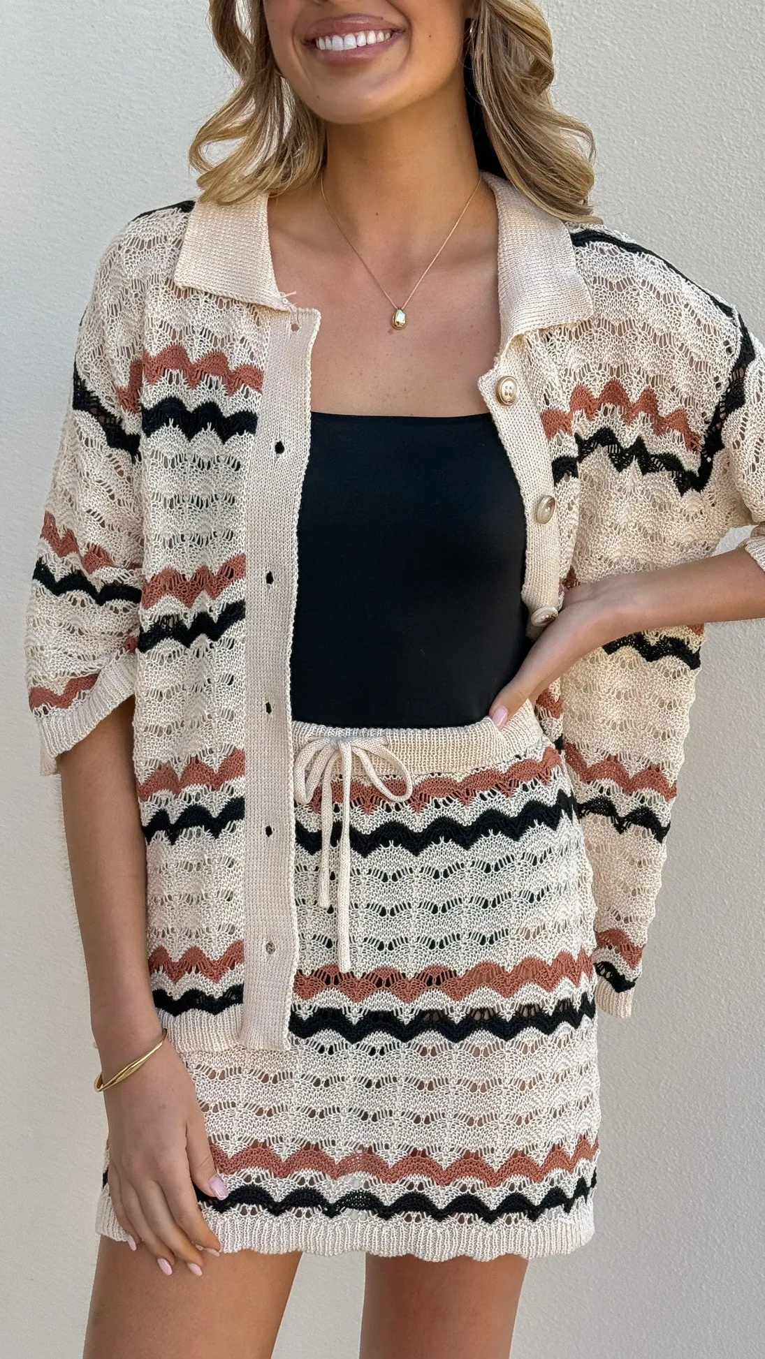Greta Mini Skirt - Natural Stripe sold by Billy J product image thumbnail 4