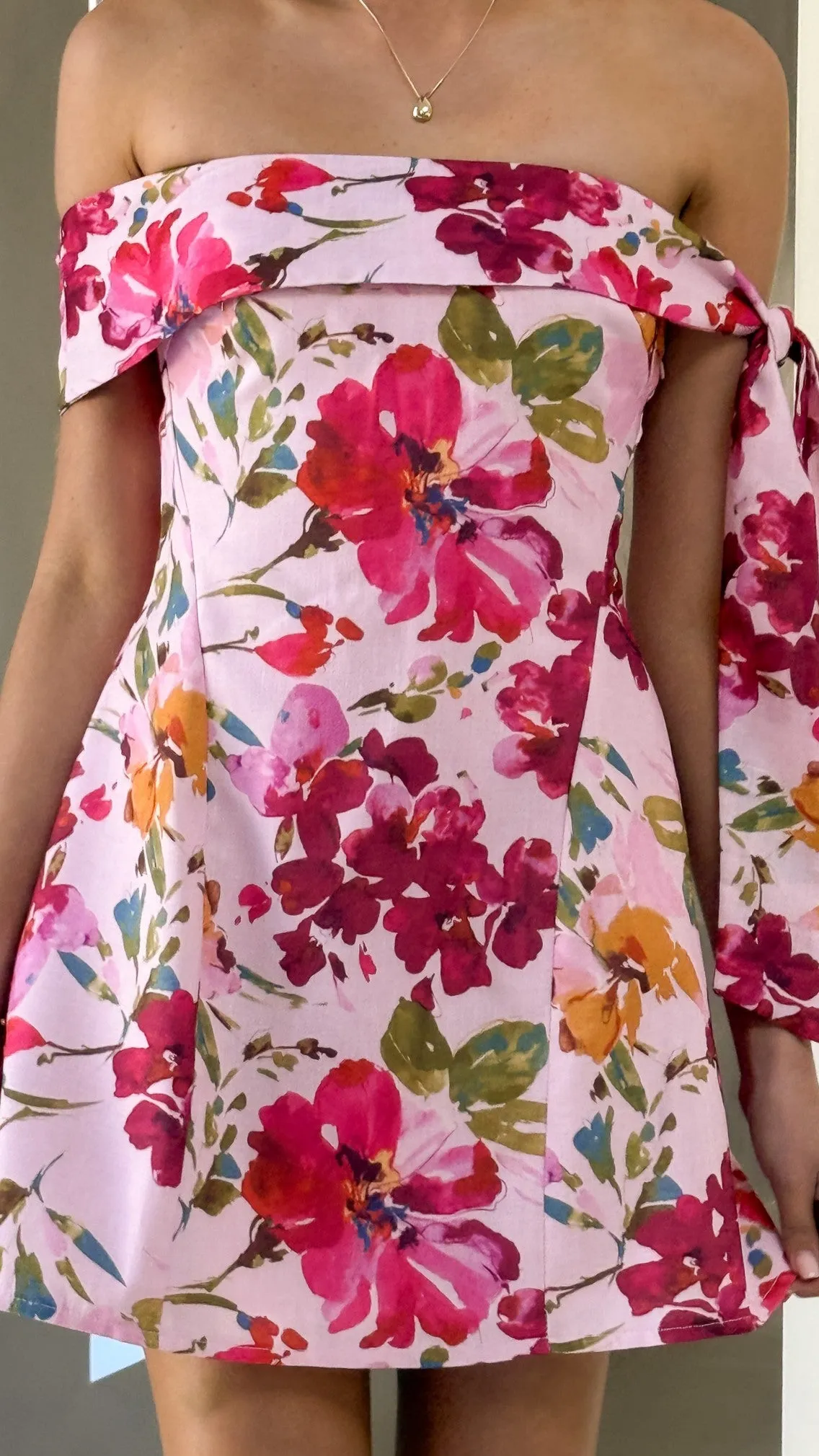 Halen Off Shoulder Mini Dress - Pink Floral sold by Billy J product image thumbnail 4