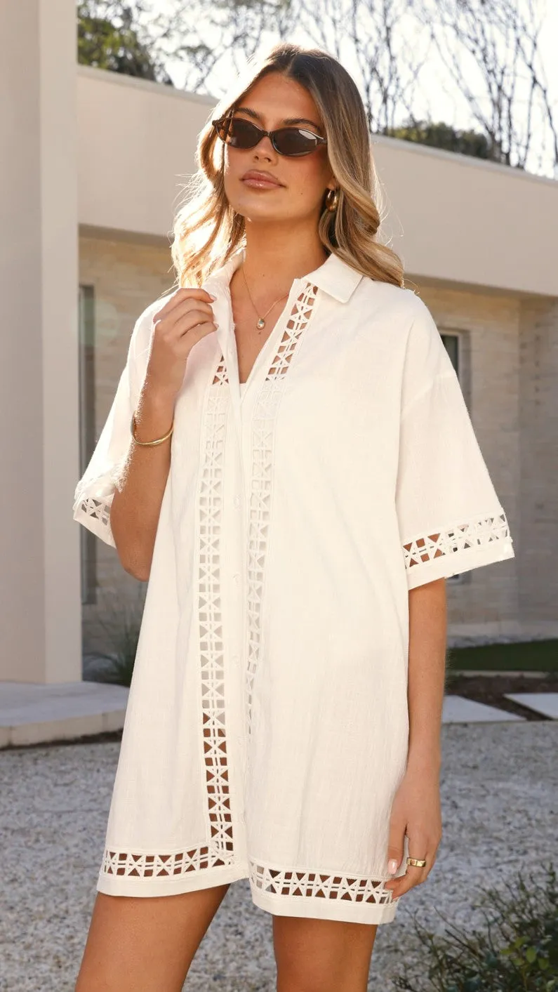 Halia Mini Shirt Dress - White sold by Billy J product image thumbnail 5