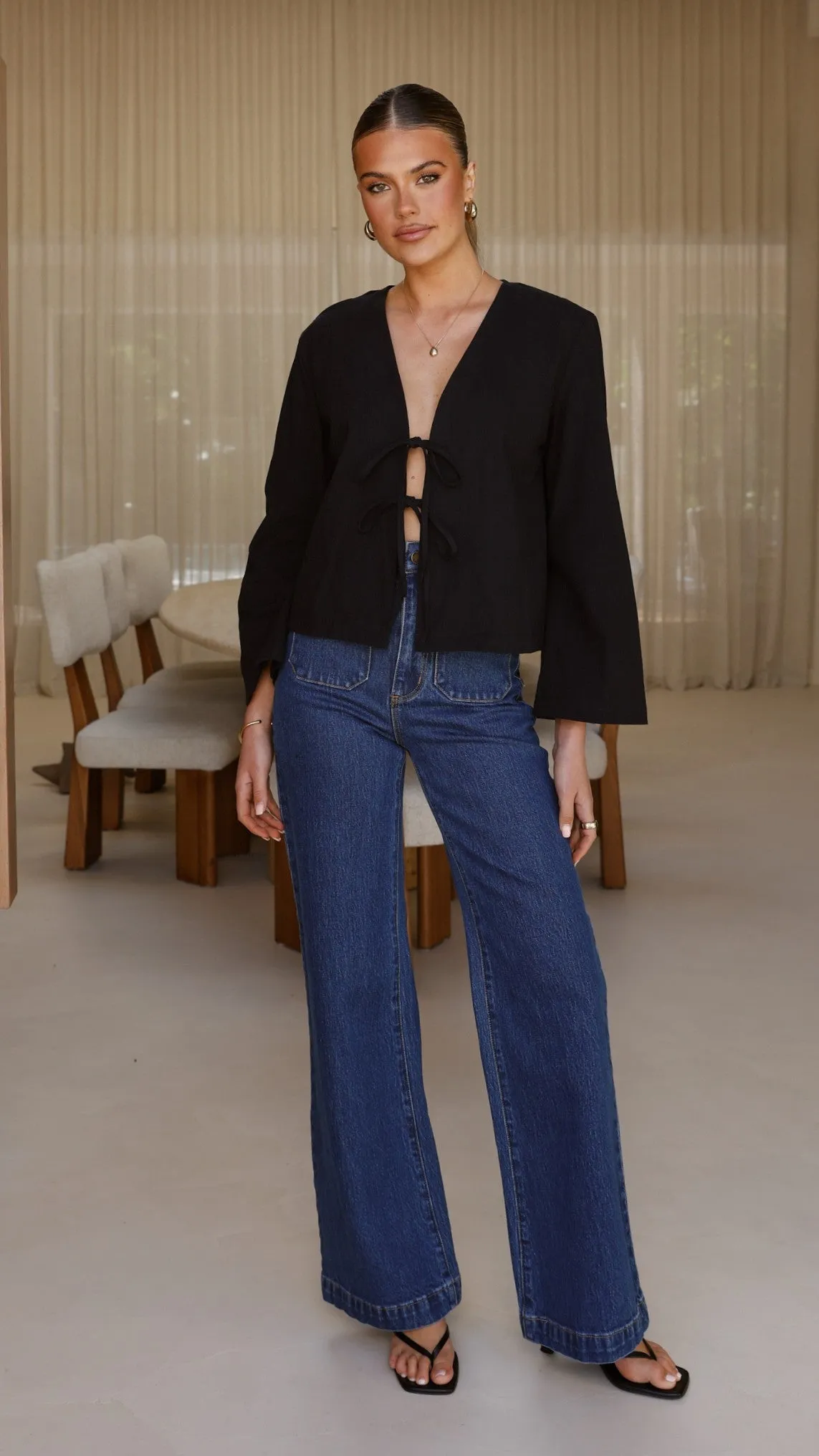 Kiera Tie Front Top - Black sold by Billy J product image thumbnail 5