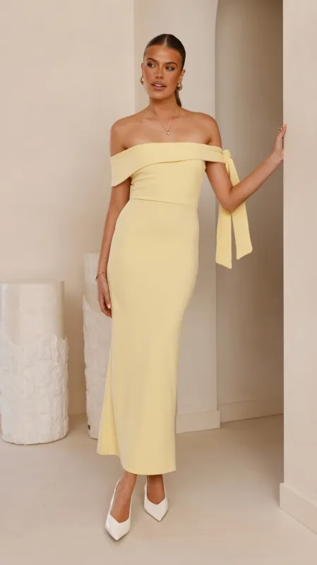 Halen Off Shoulder Midi Dress - Lemon sold by Billy J