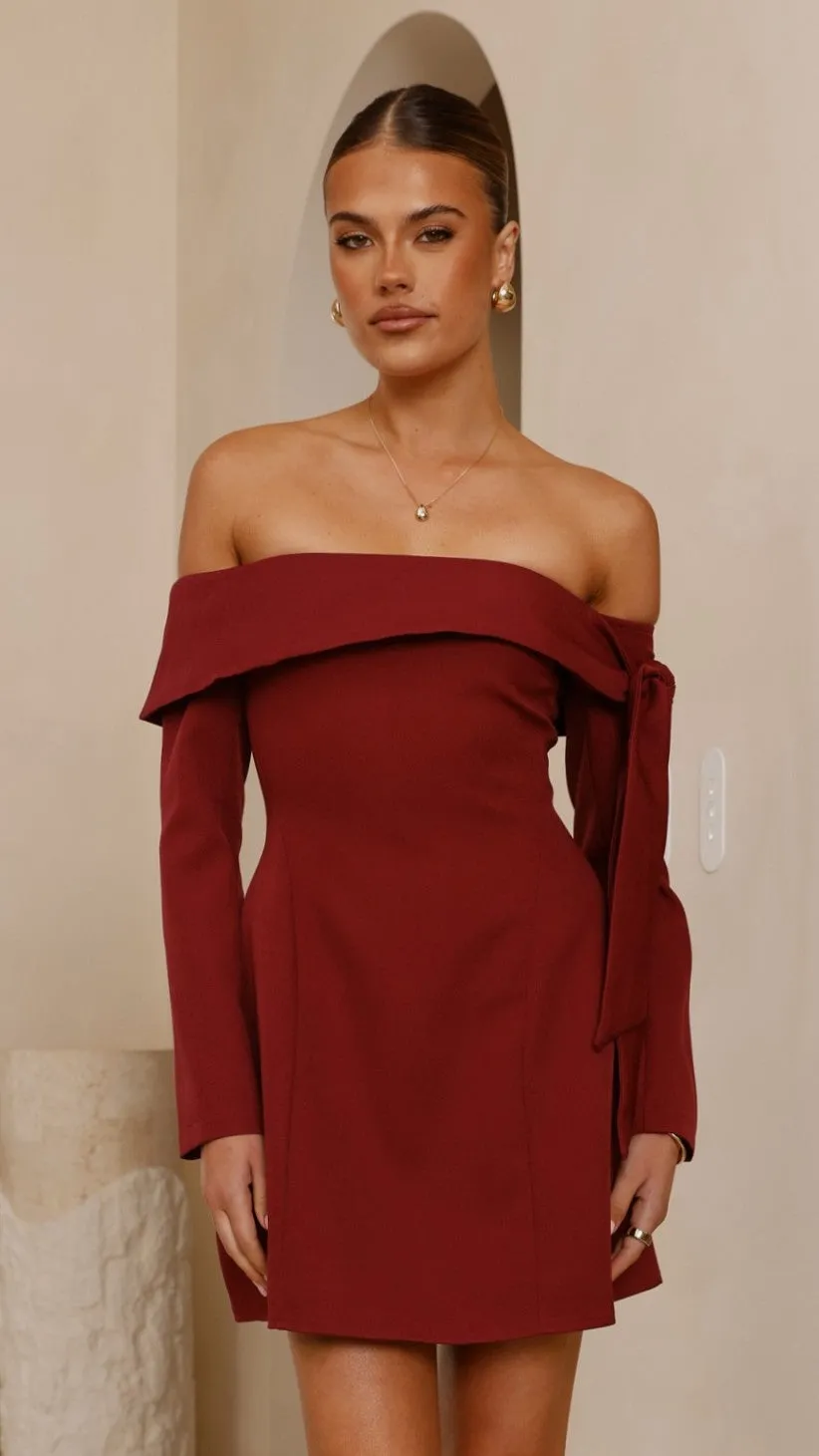 Halen Long Sleeve Mini Dress - Wine sold by Billy J product image thumbnail 3