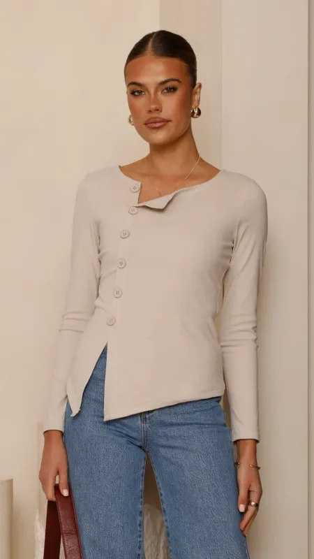 Addison Long Sleeve Top - Stone sold by Billy J