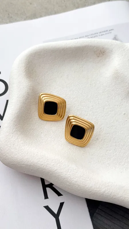 Bronnie Earrings - Gold / Black sold by Billy J