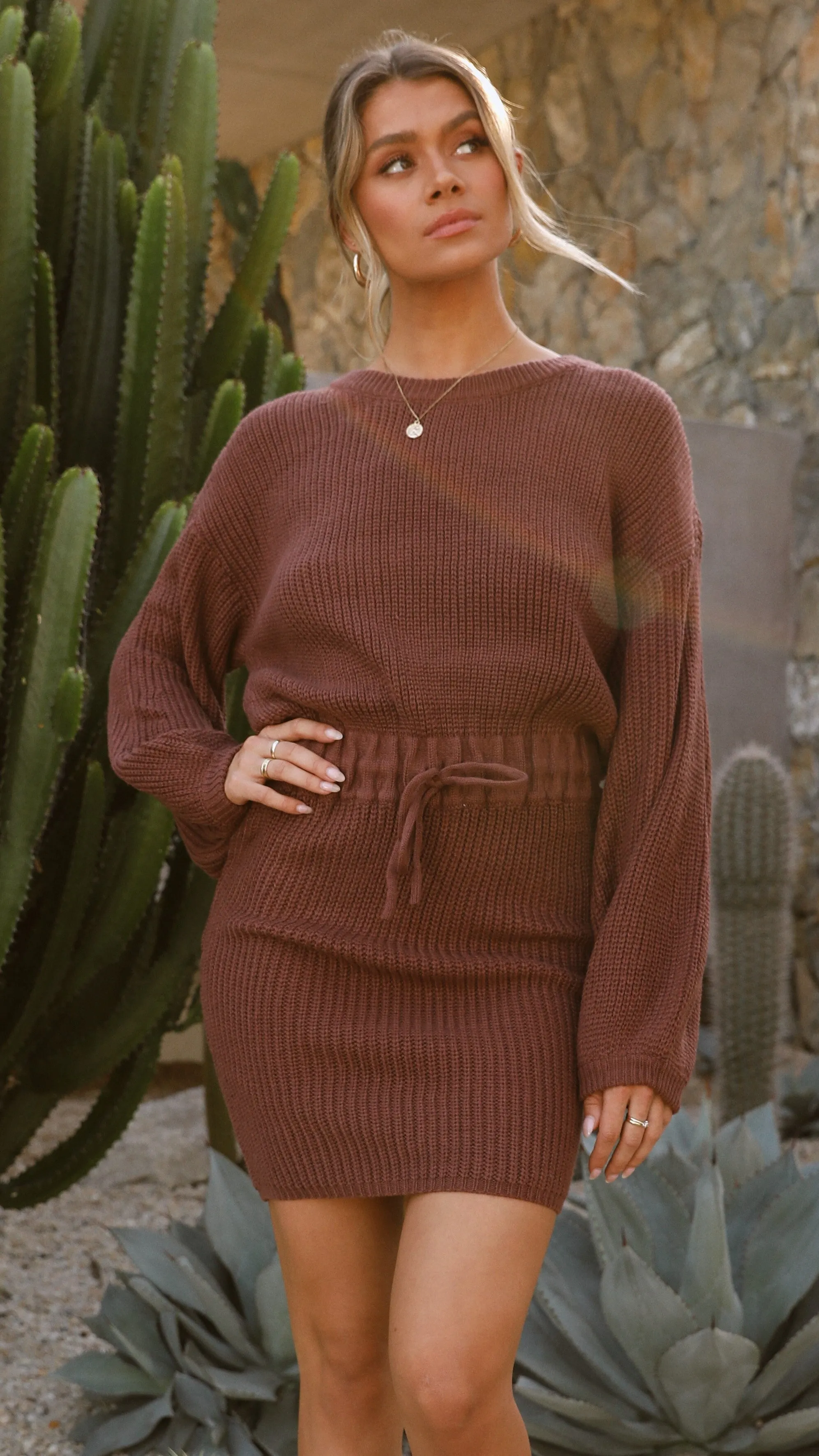 Feya Knit Mini Dress - Chocolate sold by Billy J product image thumbnail 5