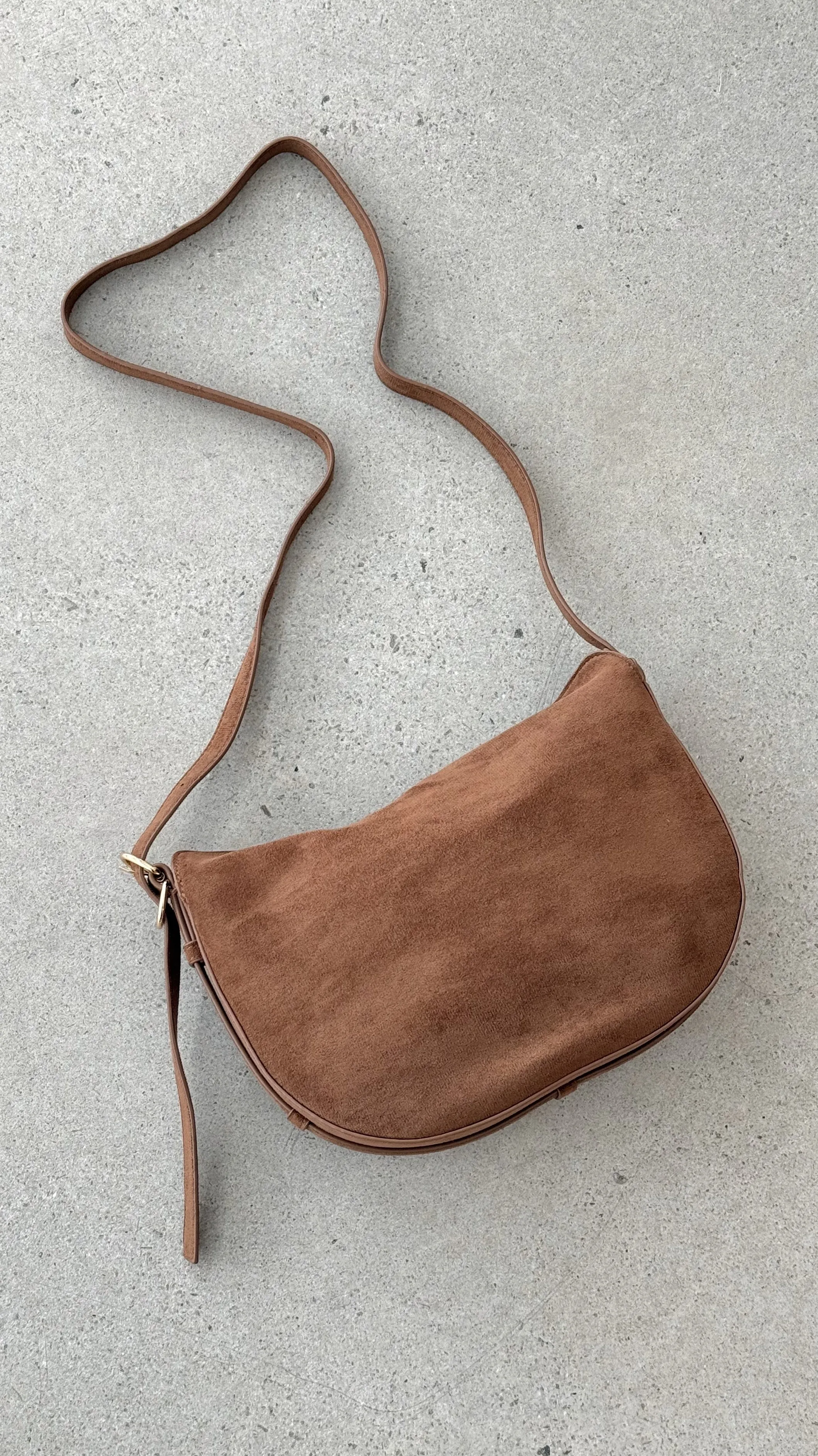 Collins Crossbody Bag - Cocoa Suede sold by Billy J