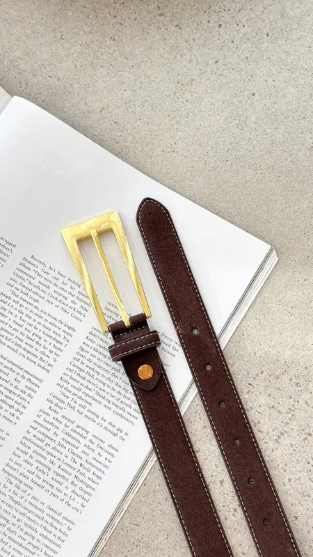 Stacey Belt - Chocolate / Gold sold by Billy J
