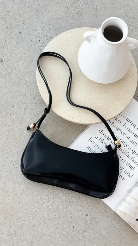 Rosabelle Shoulder Bag - Black Shine sold by Billy J