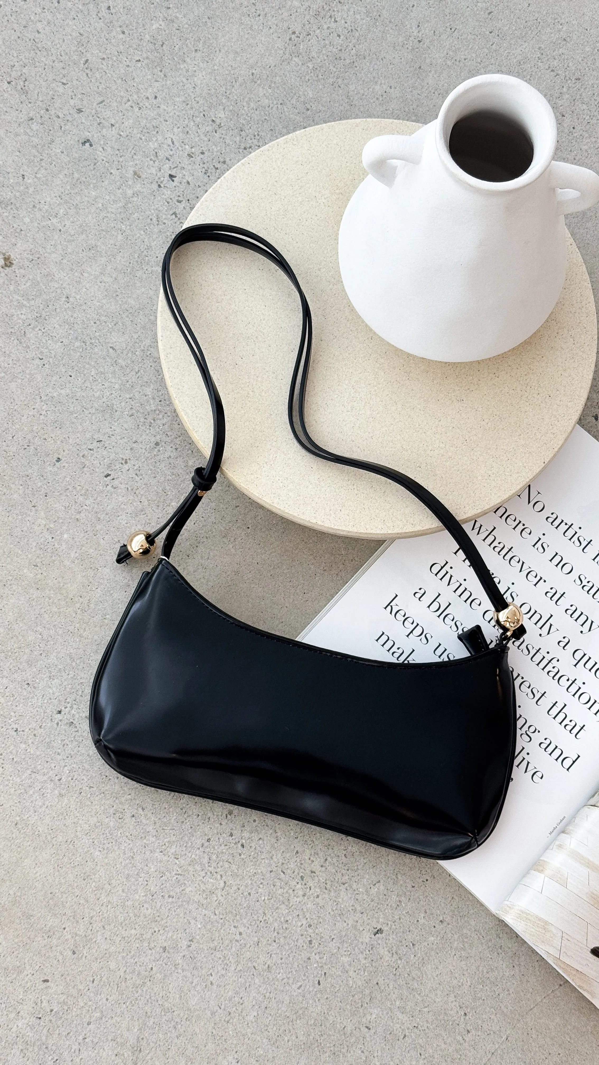 Rosabelle Shoulder Bag - Black Shine sold by Billy J