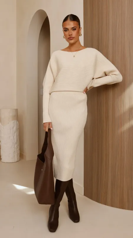 Iluka Knit Midi Skirt - Beige sold by Billy J