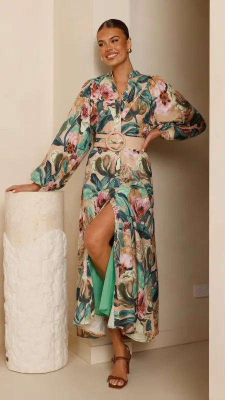 Veronica Button Down Maxi Dress - Mocha Rose Donatella sold by Billy J