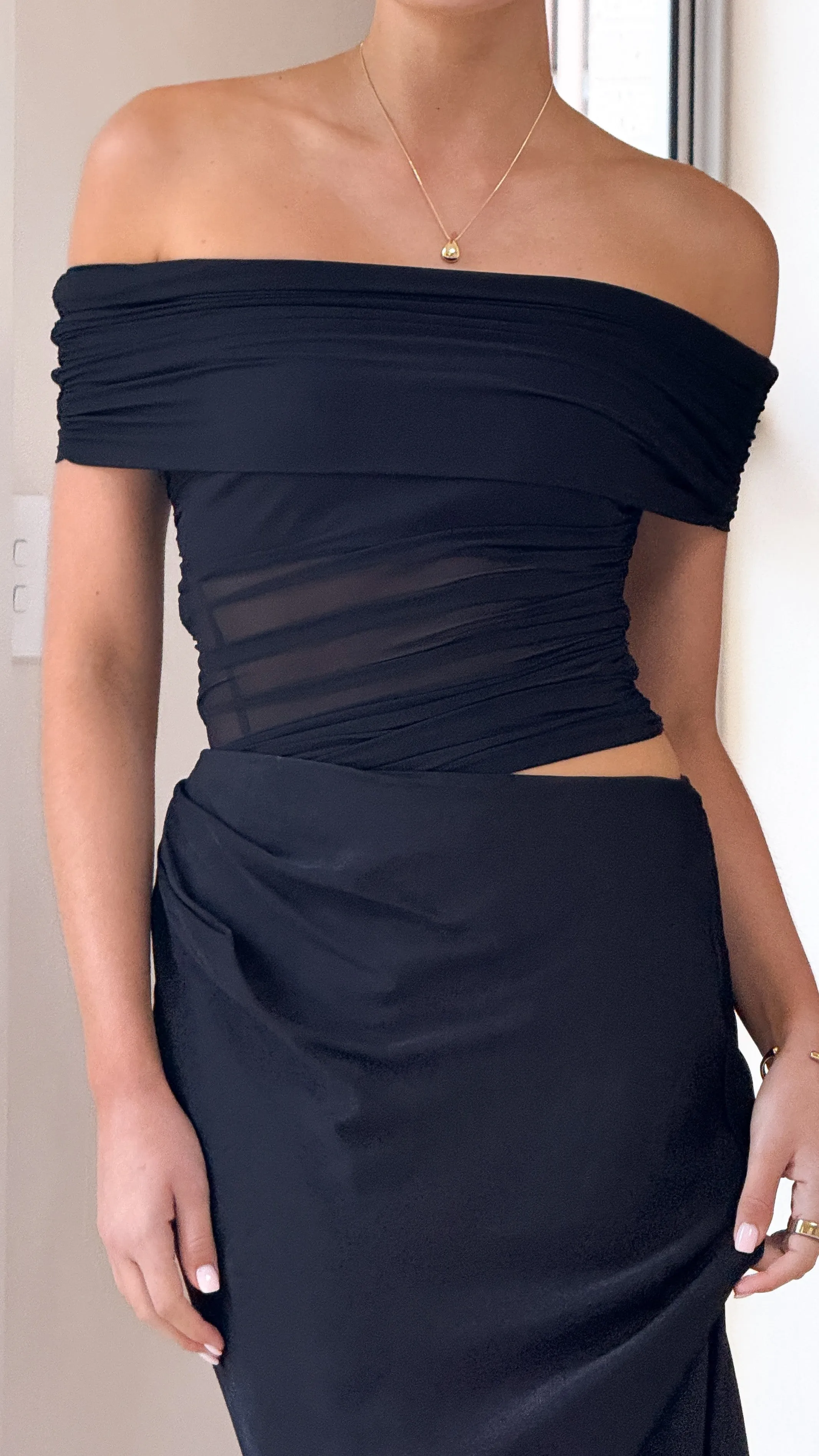 Daena Off Shoulder Maxi Dress - Black sold by Billy J product image thumbnail 5