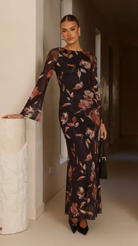 Koah Long Sleeve Maxi Dress - Flower Print sold by Billy J