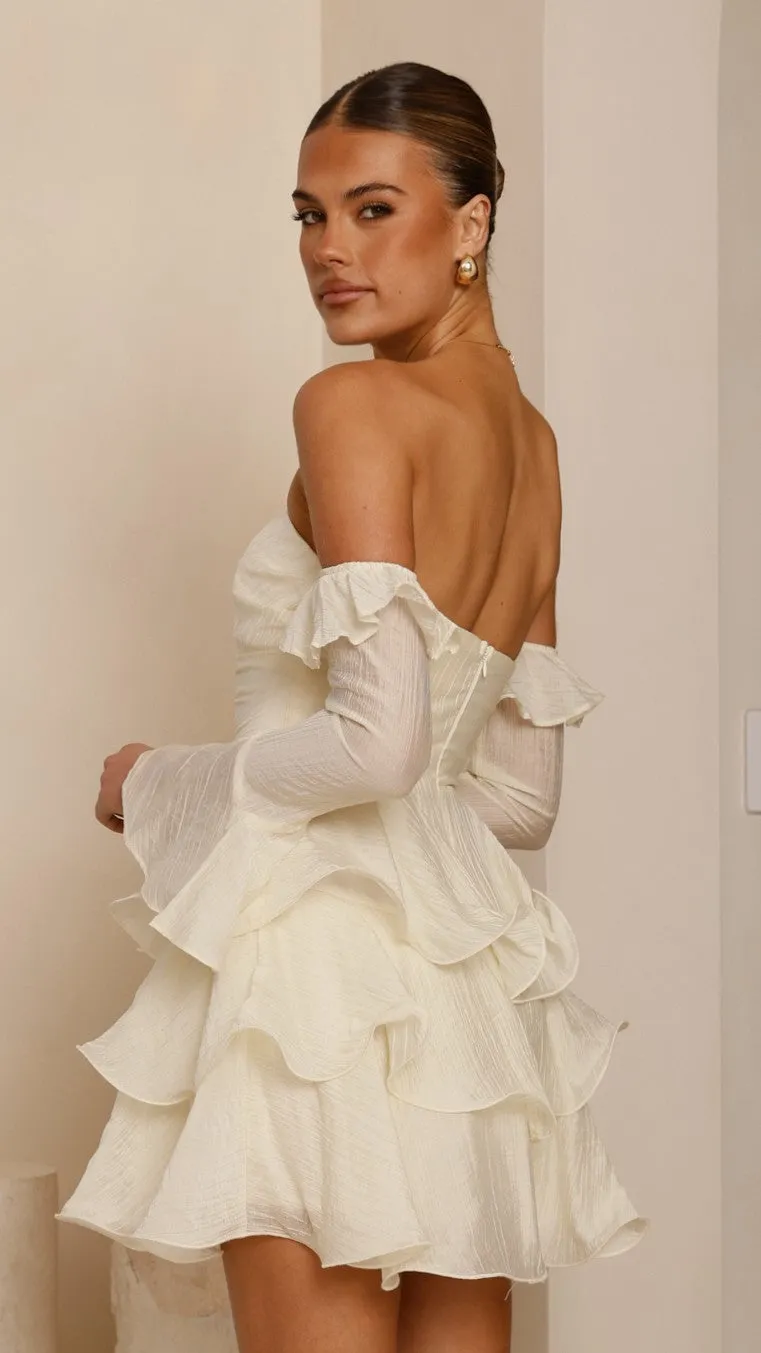 Harsha Off Shoulder Long Sleeve Mini Dress - Cream sold by Billy J product image thumbnail 2