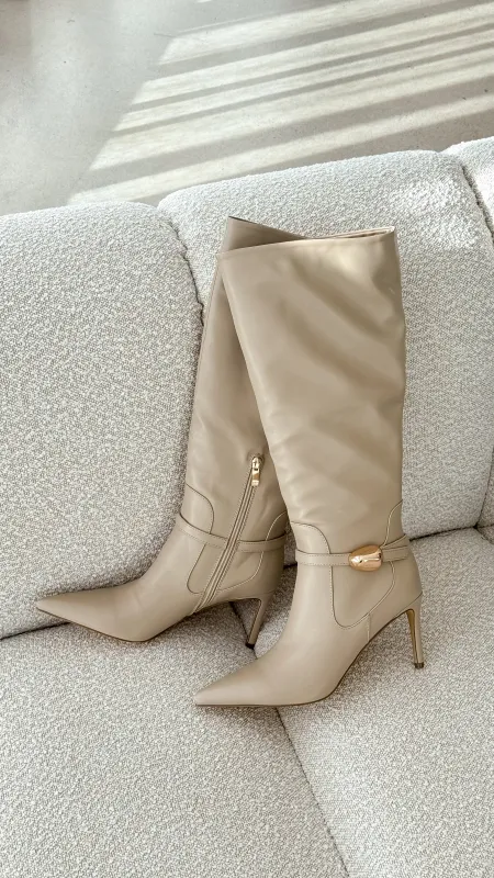 Druella Heeled Boot - Stone sold by Billy J