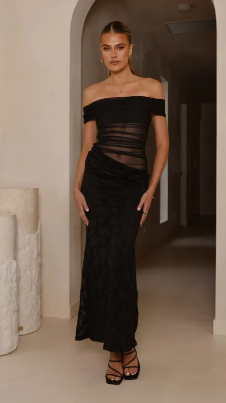 Tiarna Off The Shoulder Maxi Dress - Black sold by Billy J