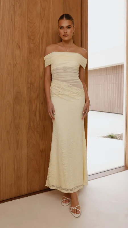 Tiarna Off The Shoulder Maxi Dress - Yellow sold by Billy J