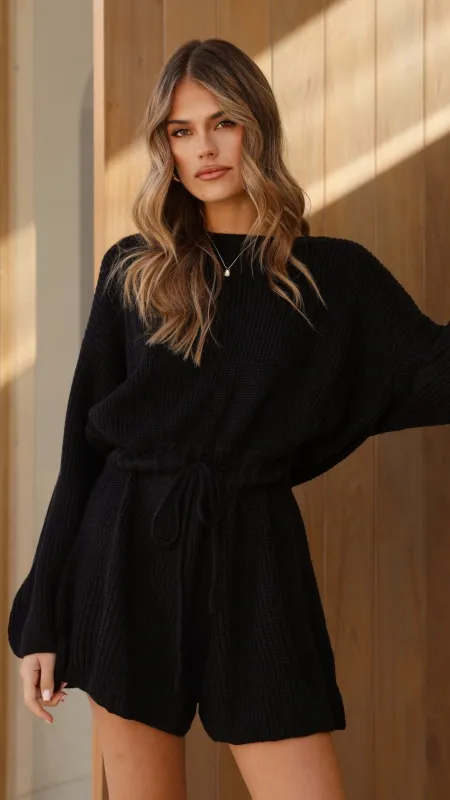 Sol Knit Playsuit - Black made by Billy J