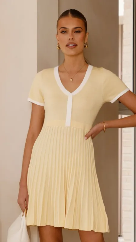Kaylee Pleat Dress - Yellow sold by Billy J
