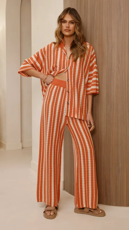 Layla Knit Wide Leg Pants - Orange sold by Billy J