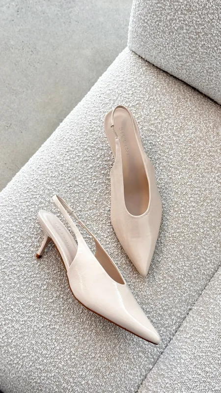 Xishi Heel - Chalk Crinkle Patent sold by Billy J