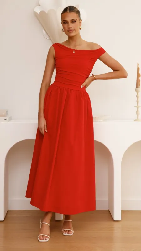 Immy Midi Dress - Red sold by Billy J