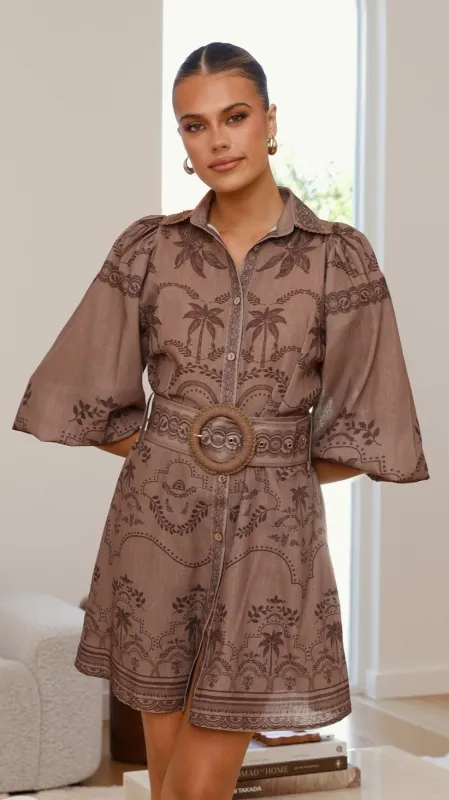 Xander Long Sleeve Mini Dress - Espresso sold by Billy J