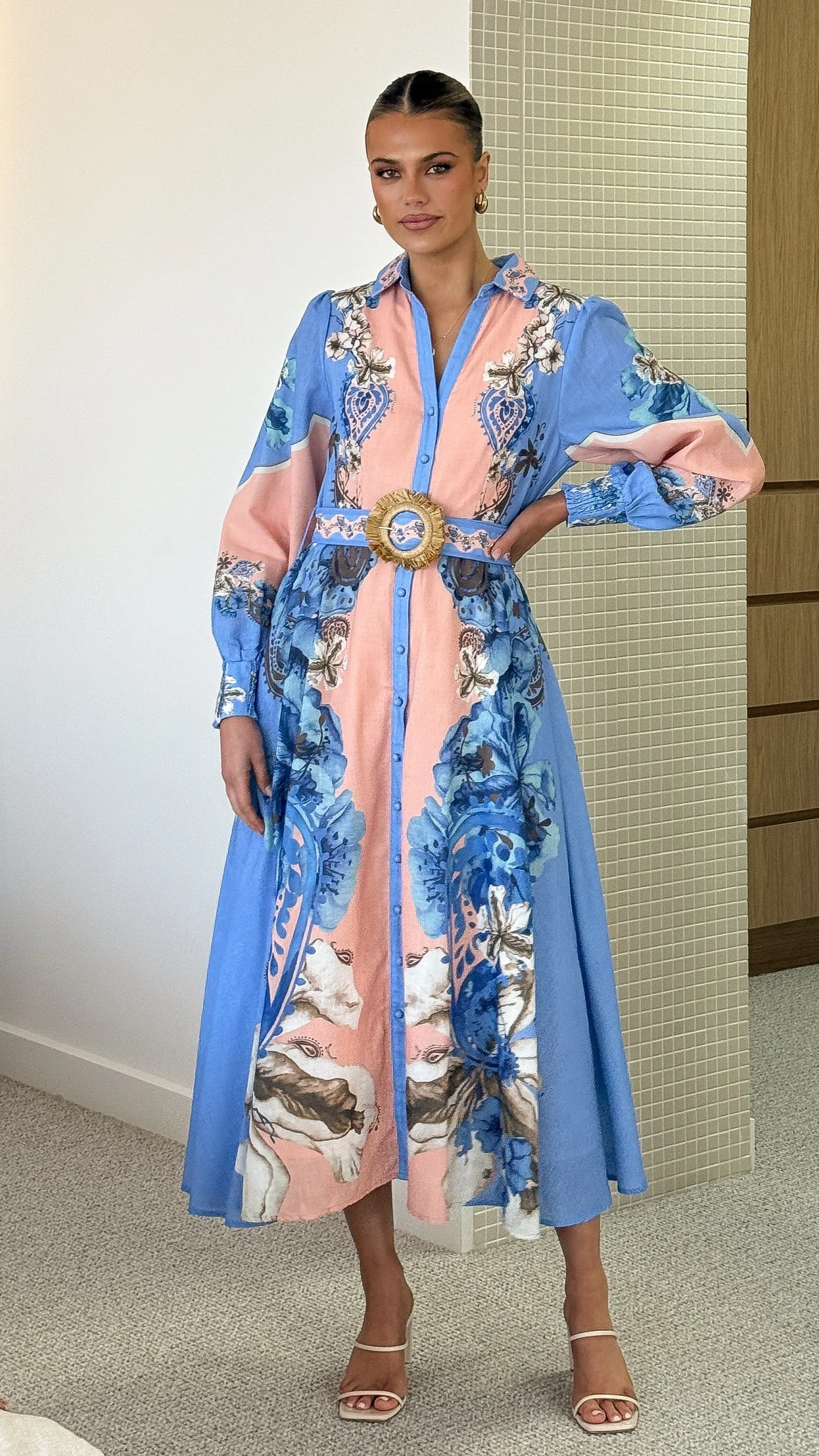 Naliah Long Sleeve Maxi Dress - Willow Blue sold by Billy J product image thumbnail 4