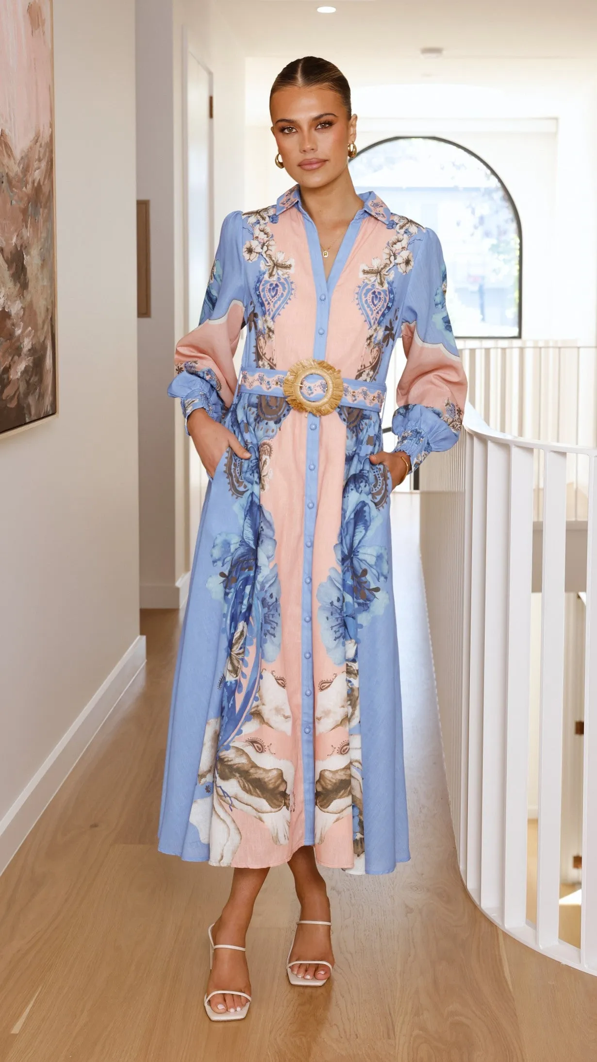 Naliah Long Sleeve Maxi Dress - Willow Blue sold by Billy J product image thumbnail 5